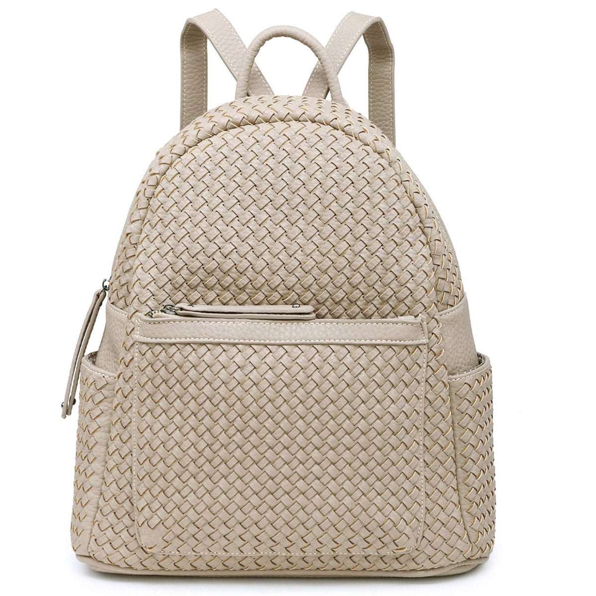 Sac à dos tissé pour femme beige en cuir végétalien