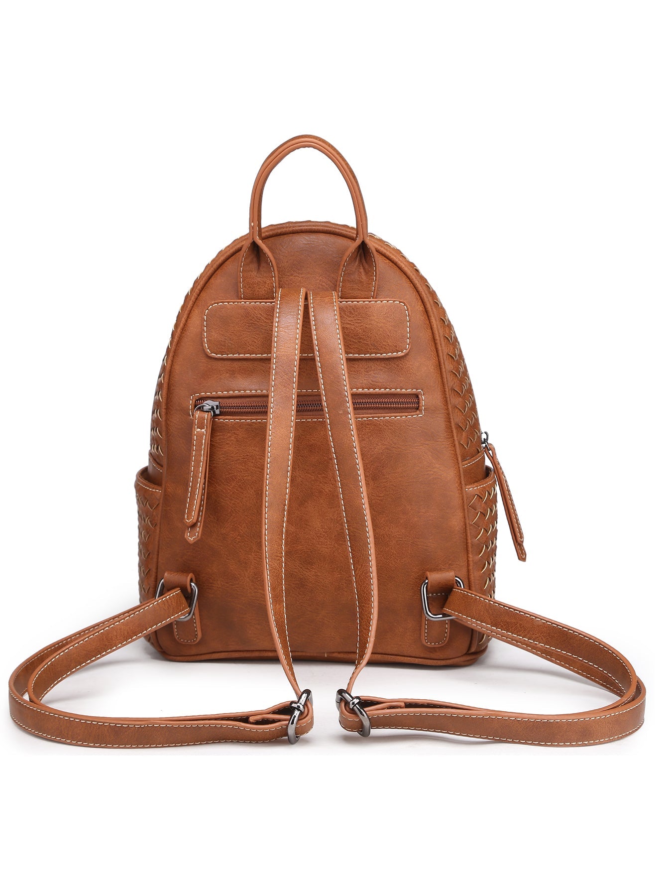 Sac à dos tissé pour femme camel en cuir végétalien