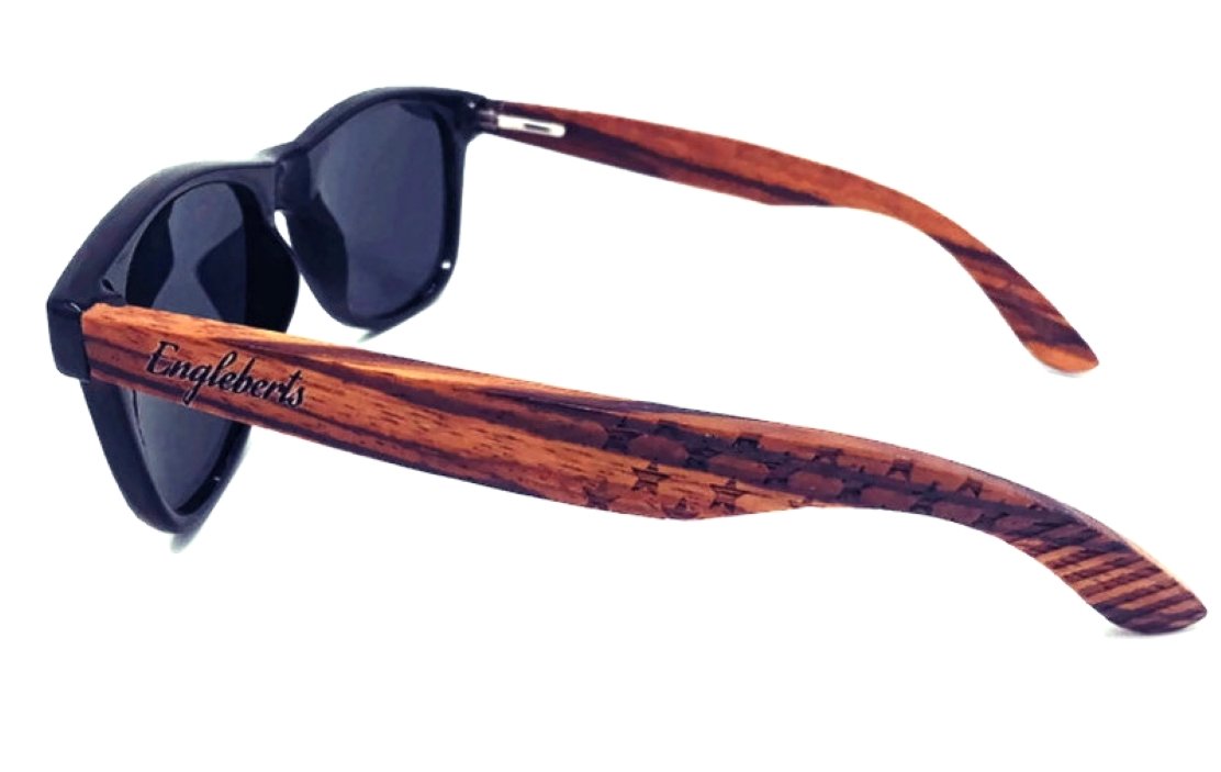 Lunettes de soleil Zebrawood, étoiles et barres avec étui en bois, polarisées