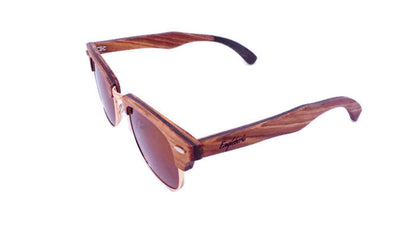 Lunettes de soleil en bois d'ébène et de zèbre véritable avec étui en bambou, polarisées