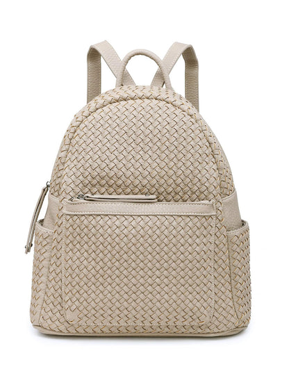 Sac à dos tissé pour femme beige en cuir végétalien