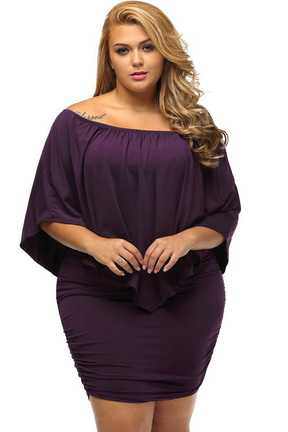 Mini-robe violette à plusieurs niveaux grande taille Livraison 15 à 30 jours
