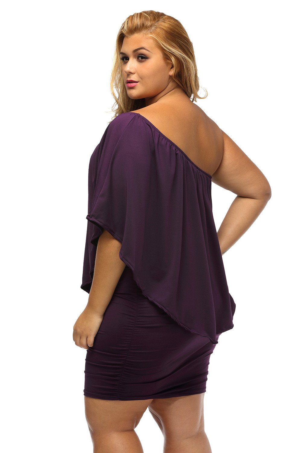 Mini-robe violette à plusieurs niveaux grande taille Livraison 15 à 30 jours
