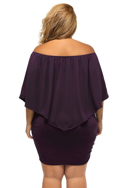 Mini-robe violette à plusieurs niveaux grande taille Livraison 15 à 30 jours
