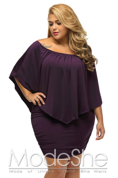Mini-robe violette à plusieurs niveaux grande taille Livraison 15 à 30 jours