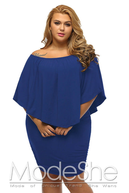Mini-robe bleue grande taille à volants Livraison 15 à 30 jours
