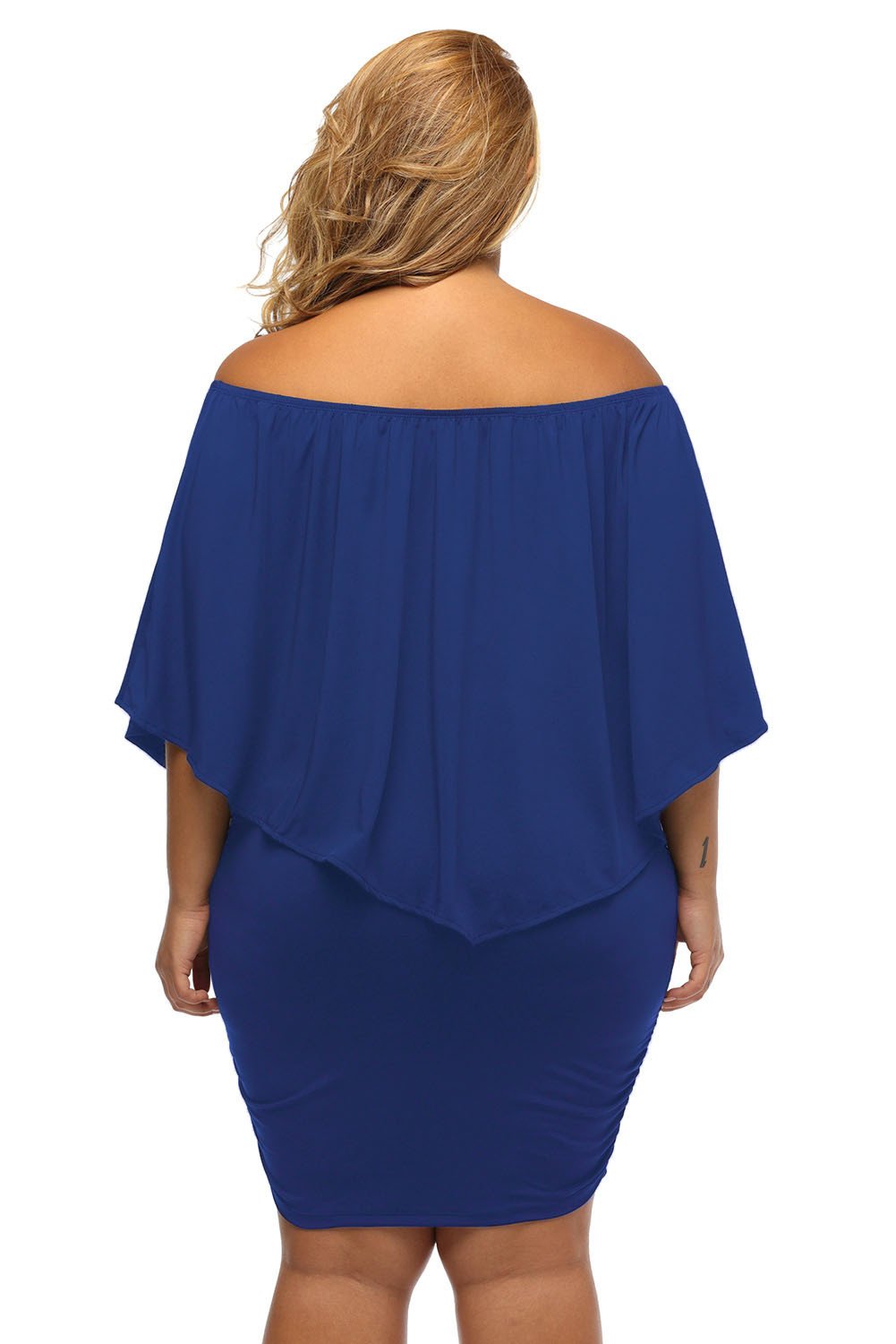 Mini-robe bleue grande taille à volants Livraison 15 à 30 jours