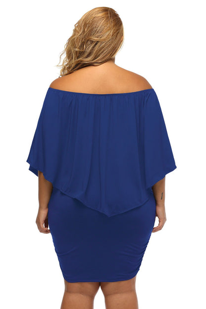 Mini-robe bleue grande taille à volants Livraison 15 à 30 jours