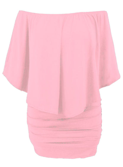Robe de soirée mini rose grande taille à volants Livraison 15 à 30 jours