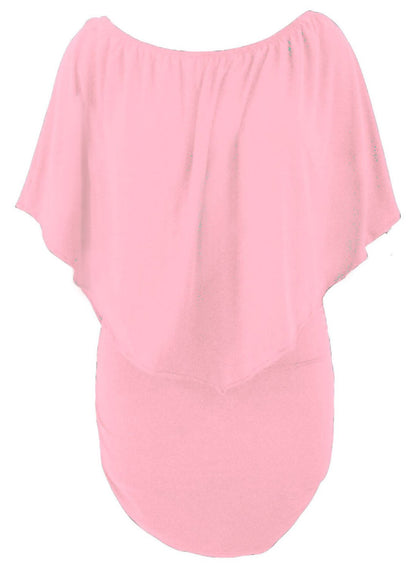 Robe de soirée mini rose grande taille à volants Livraison 15 à 30 jours