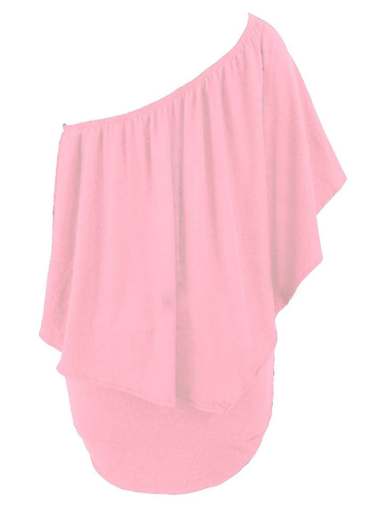 Robe de soirée mini rose grande taille à volants Livraison 15 à 30 jours