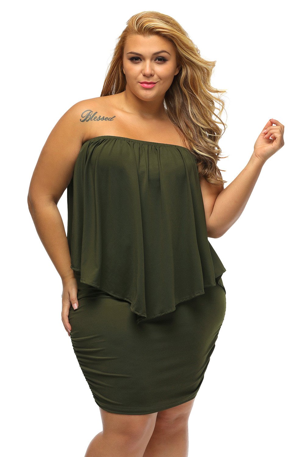 Mini-robe grande taille verte Livraison 15 à 30 jours