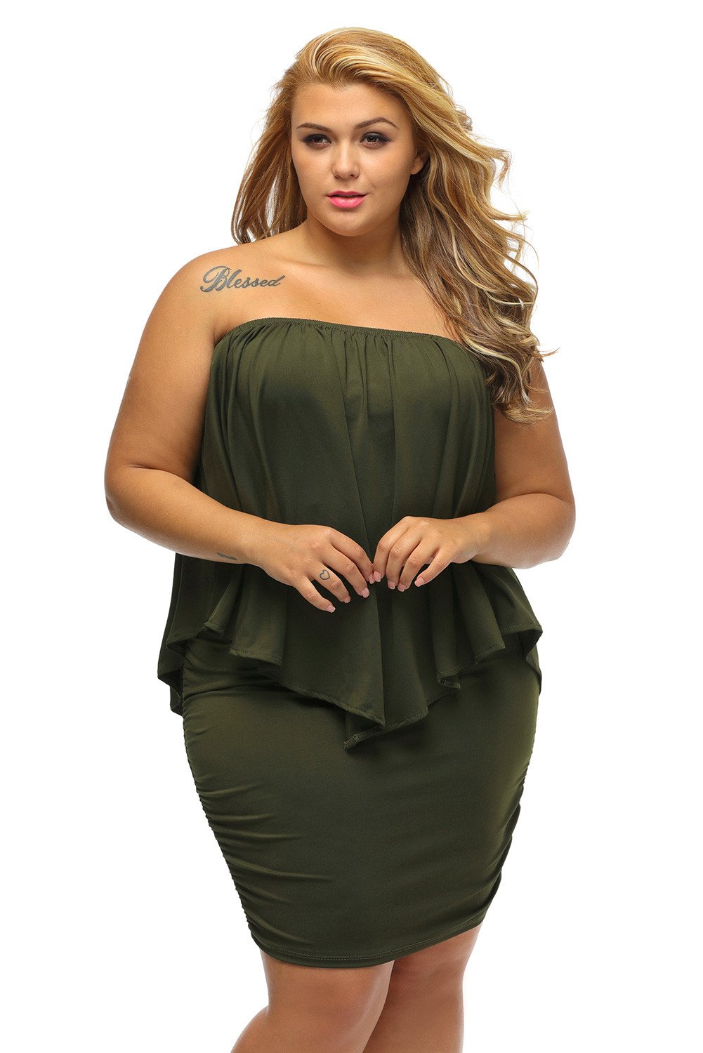 Mini-robe grande taille verte Livraison 15 à 30 jours