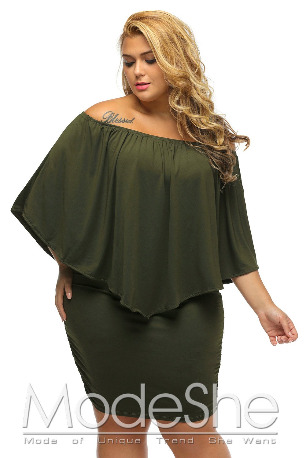 Mini-robe grande taille verte Livraison 15 à 30 jours