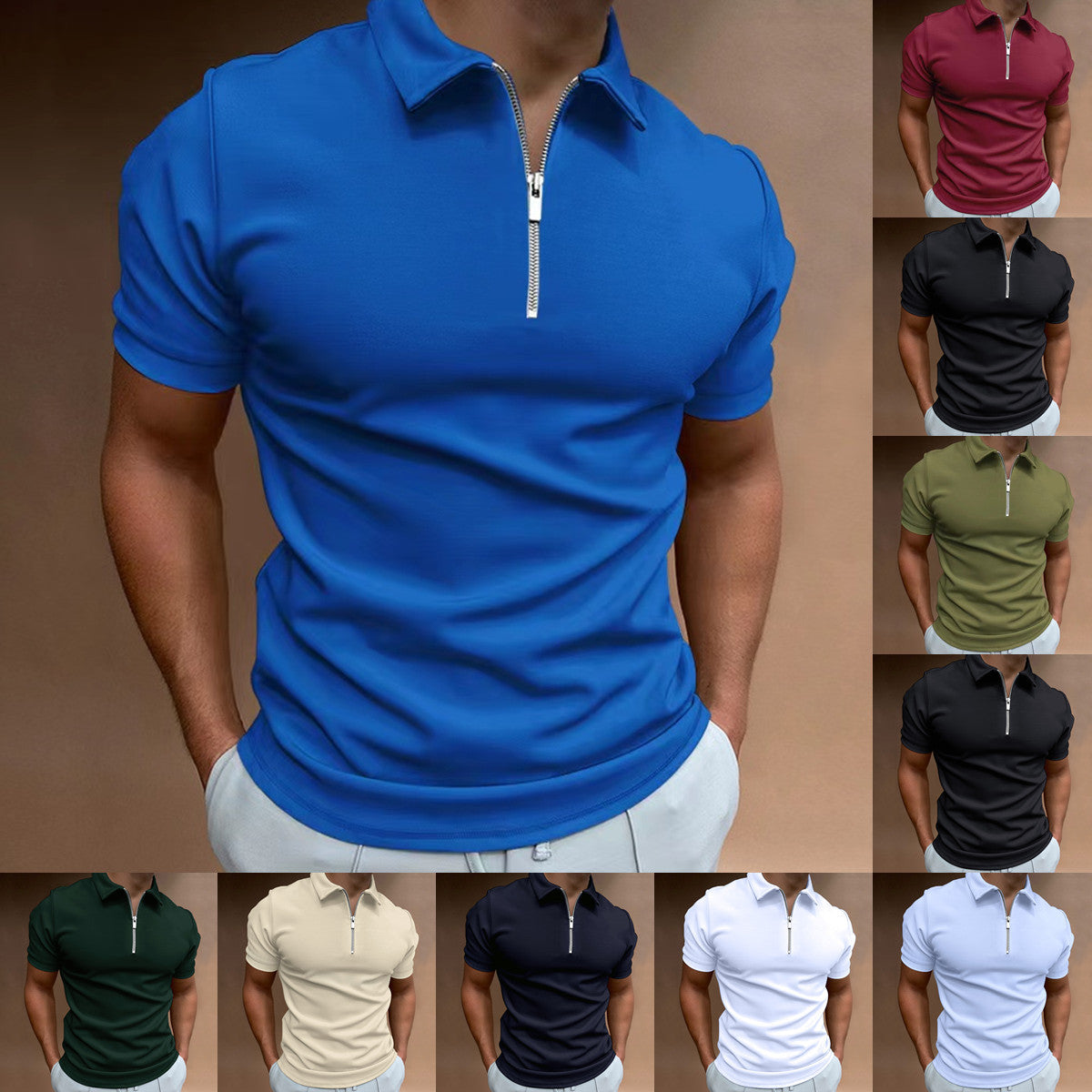 Men&amp;#039;s Polo Shirt Solid Color Short-sleeved