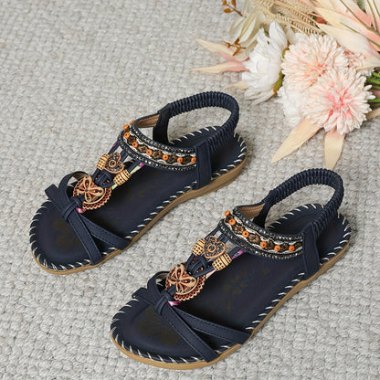 Sandales plates à fleurs pour femmes du 36 au 44 Livraison 15-30 jours