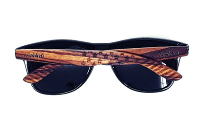 Lunettes de soleil Zebrawood, étoiles et barres avec étui en bois, polarisées