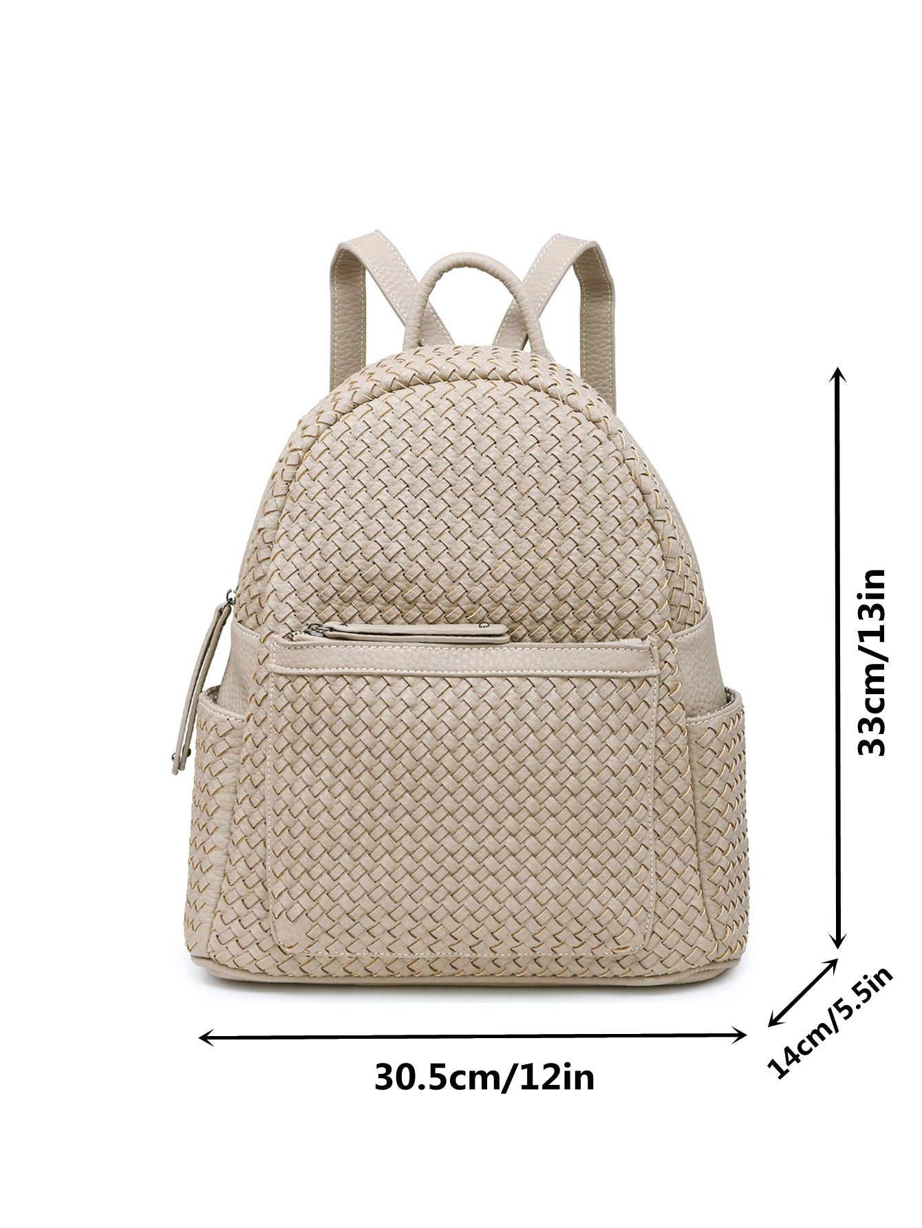 Sac à dos tissé pour femme beige en cuir végétalien