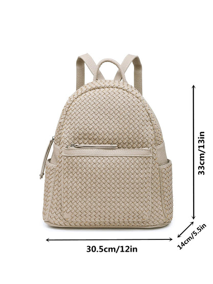 Sac à dos tissé pour femme beige en cuir végétalien