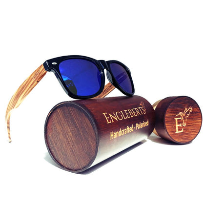 Lunettes de soleil Zebrawood avec verres polarisés bleus et étui