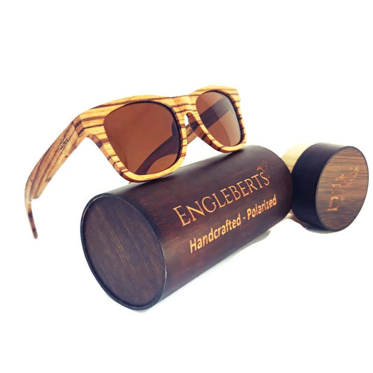 Lunettes de soleil polarisées à monture intégrale Zebrawood avec étui