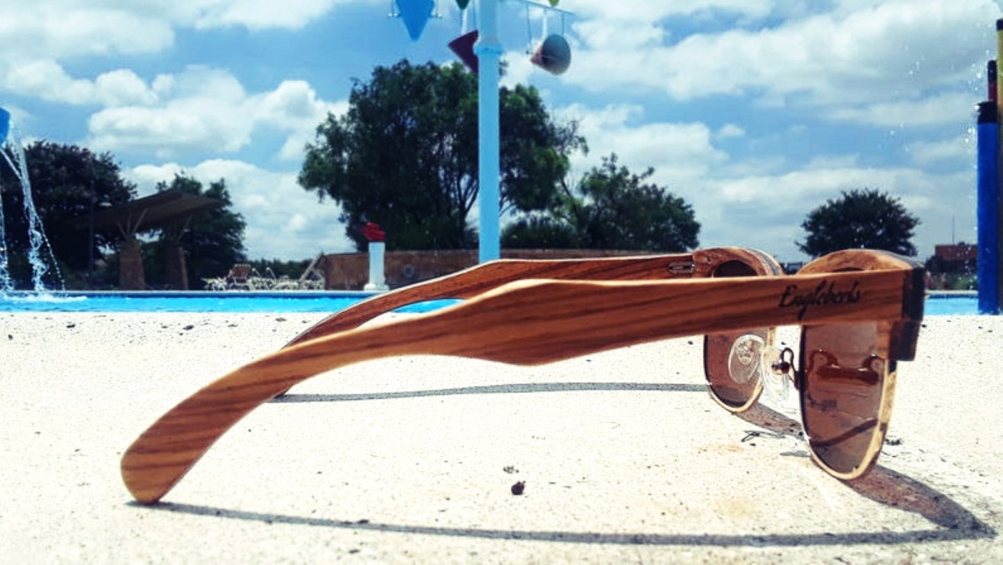 Lunettes de soleil en bois d'ébène et de zèbre, verres polarisés