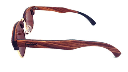 Lunettes de soleil en bois d'ébène et de zèbre véritable avec étui en bambou, polarisées