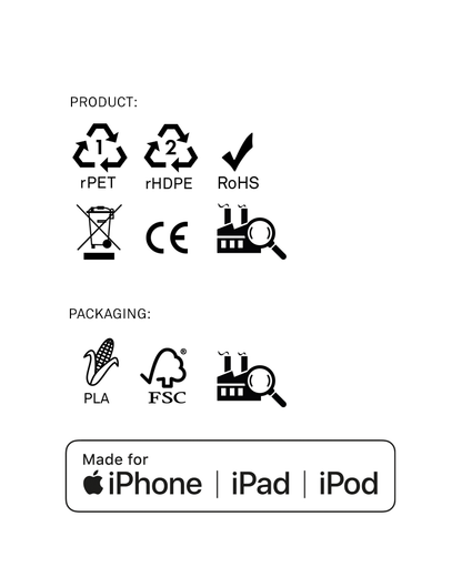 Câble Lightning Bleu pour iPhone · 2 mètres · Fabriqué à partir de filets de pêche recyclés Livraison 7 jours
