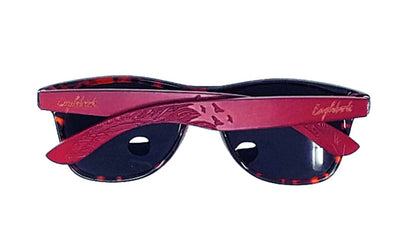 Lunettes de soleil à monture tortue en bambou rouge, polarisées, gravées